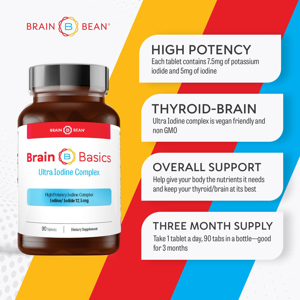 Brain Bean Iodine Complex Supplement for Thyroid Support - 90 Tablets - image 3