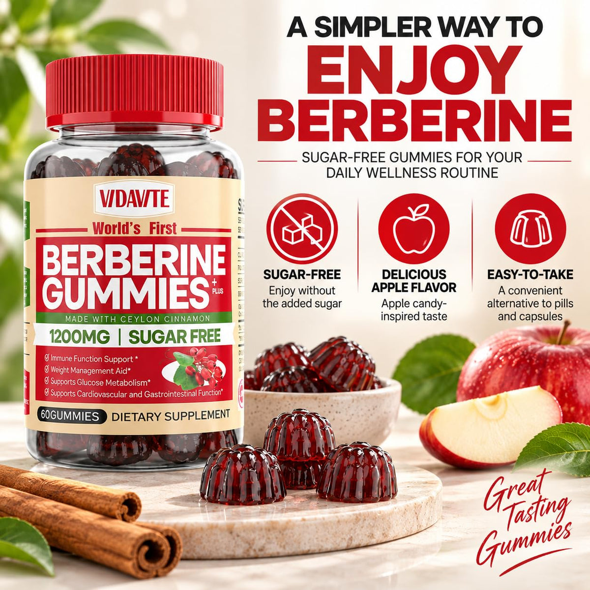 VIDAVITE Berberine Gummies Sugar Free - 60 Count - image 5