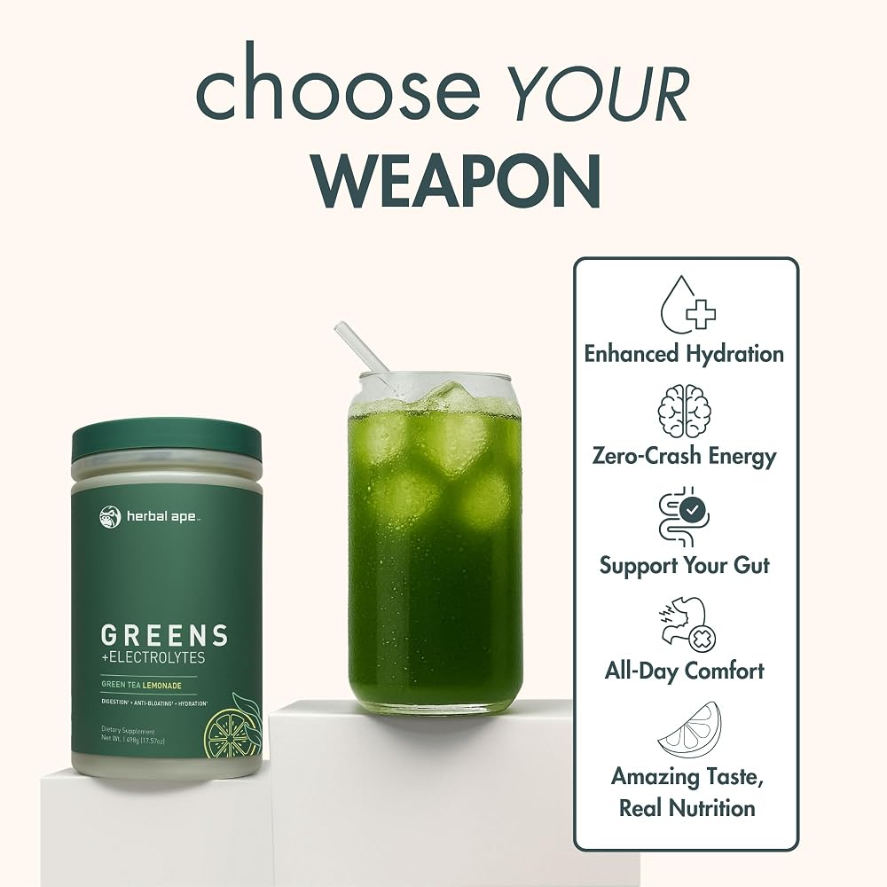 Herbal Ape Daily Super Greens & Electrolytes Powder - 30 Servings - image 2
