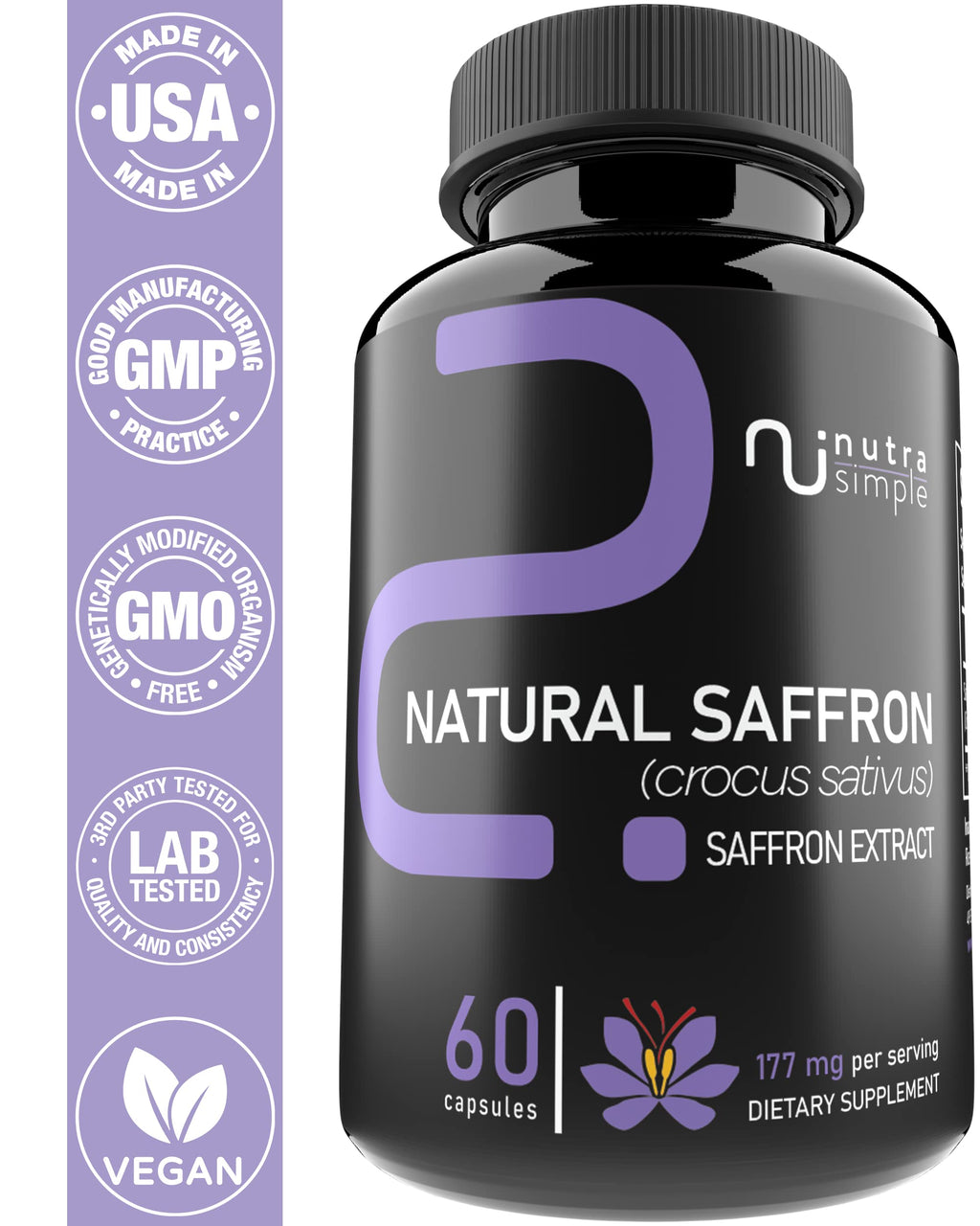 Nutra Simple Saffron Supplements 177mg Mood & Energy Support - 60 Capsules - image 5