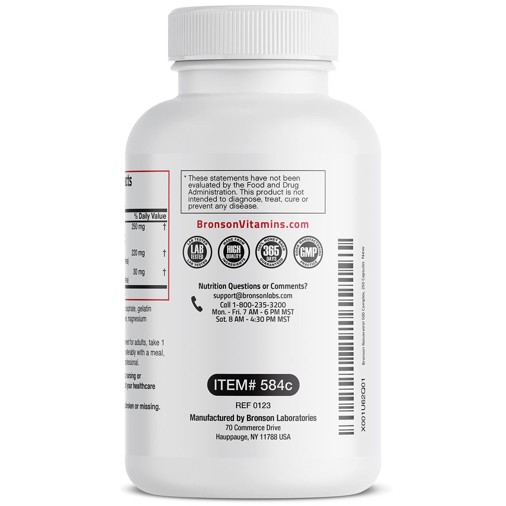 Bronson Resveratrol 500 Complex Red Wine Extract Natural Antioxidant