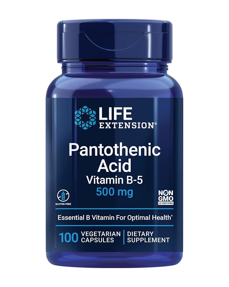 Life Extension Pantothenic Acid 500 mg Vitamin B5 - 100 Capsules