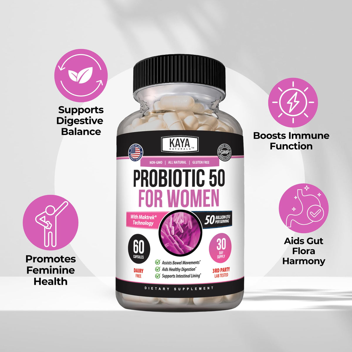 Kaya Naturals Womens Probiotic 50 Billion CFU