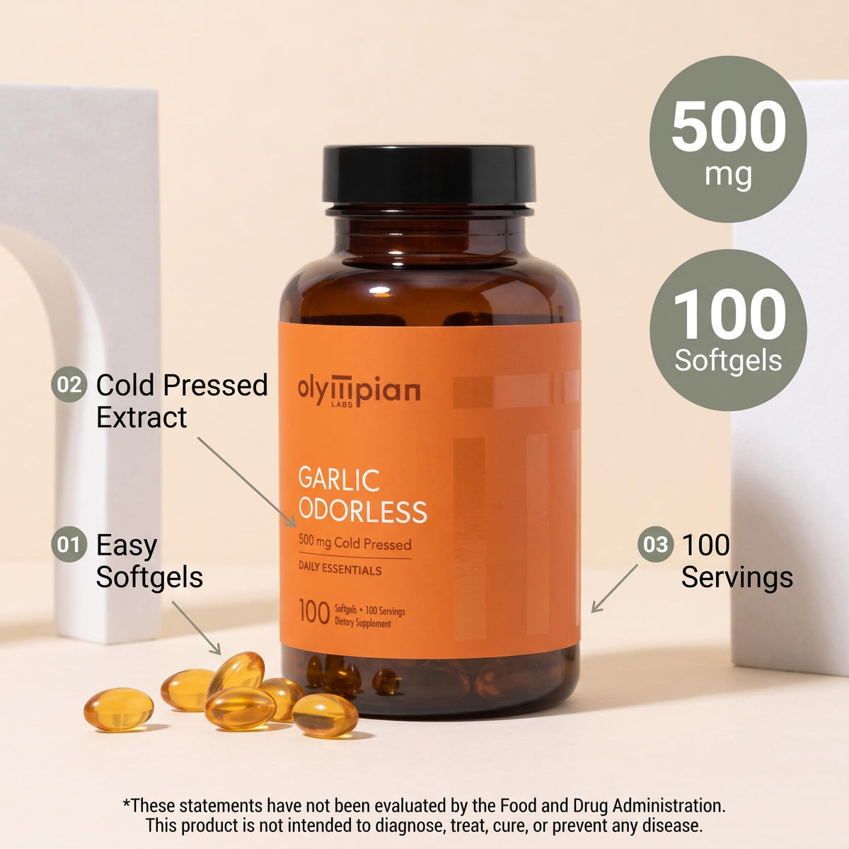 Olympian Labs Odorless Garlic Softgel - 100 Softgels - image 5