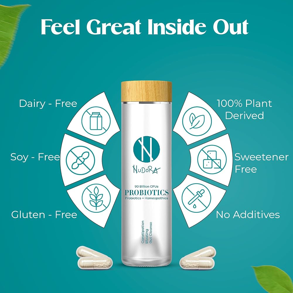 Nudora Green 3-in-1 Daily Probiotic with Prebiotics & Herbals - 60 Capsules - image 4