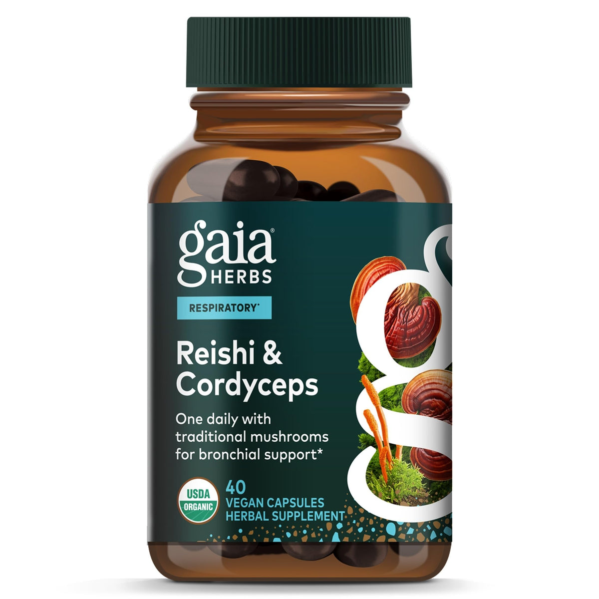 Gaia Herbs Reishi & Cordyceps Immune Support - 40 Capsules