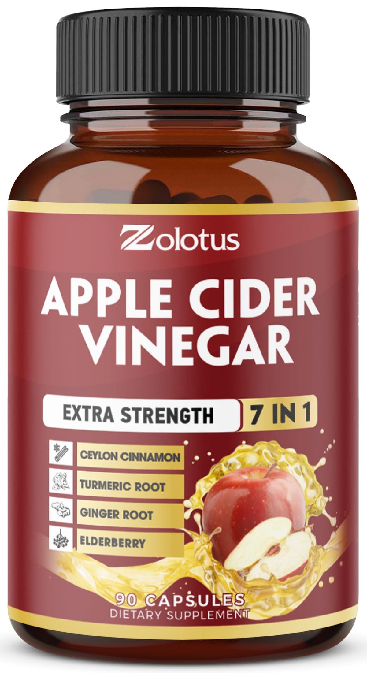 Zolotus Apple Cider Vinegar Capsules with Cinnamon & Turmeric - 90 Capsules