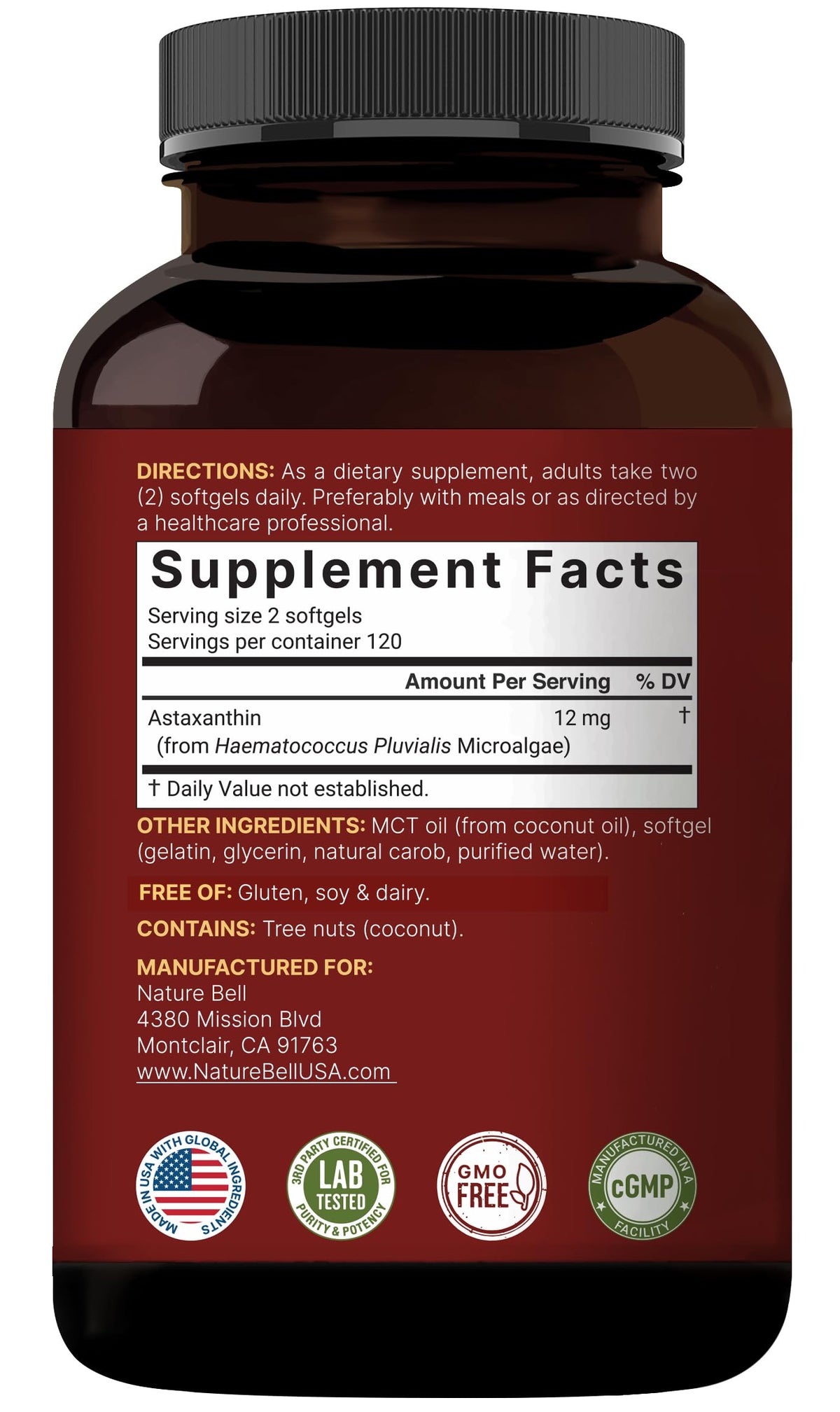 NatureBell Maximum Strength Astaxanthin 12mg - 240 Softgels - image 7