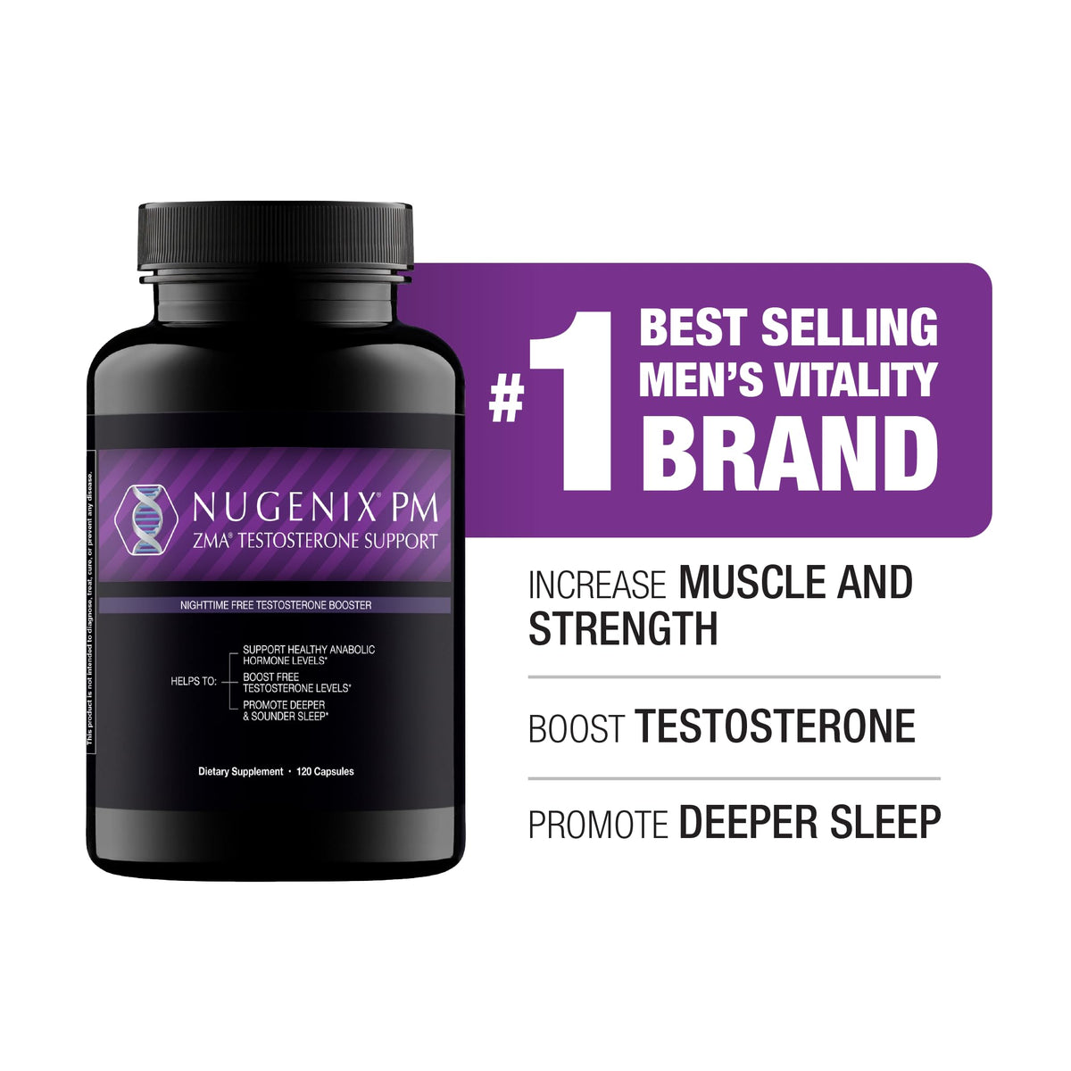 Nugenix PM ZMA Nighttime Testosterone Booster for Men - 120 Capsules - image 4