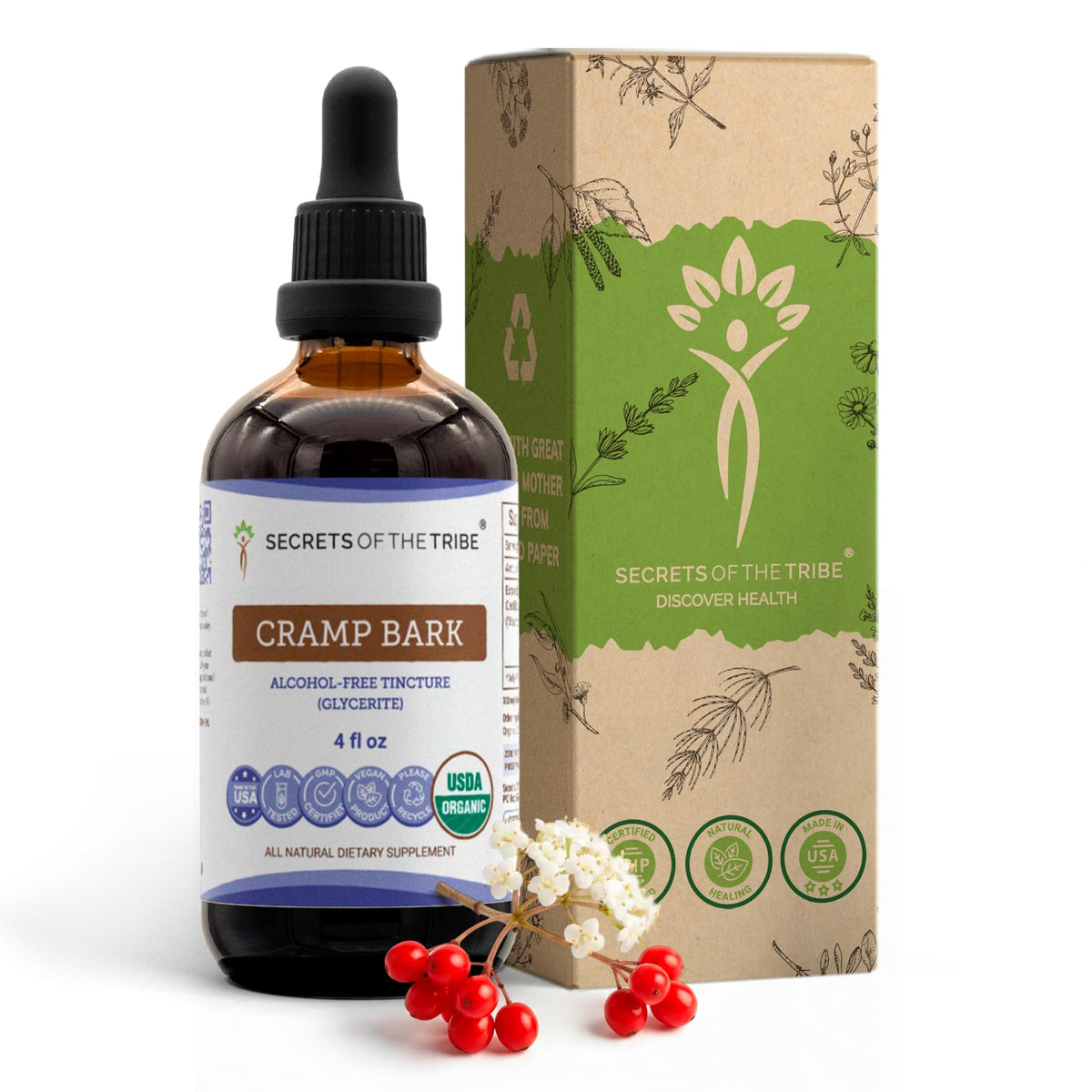 Secrets of the Tribe Cramp Bark USDA Organic Extract - 4 FL OZ