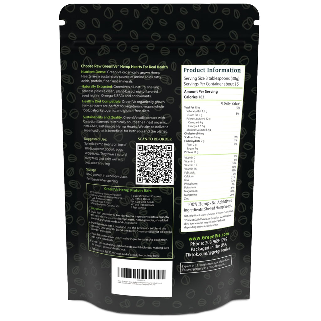 GreenIVe Hemp Hearts Raw Hulled Seeds - 3 Pounds - image 7
