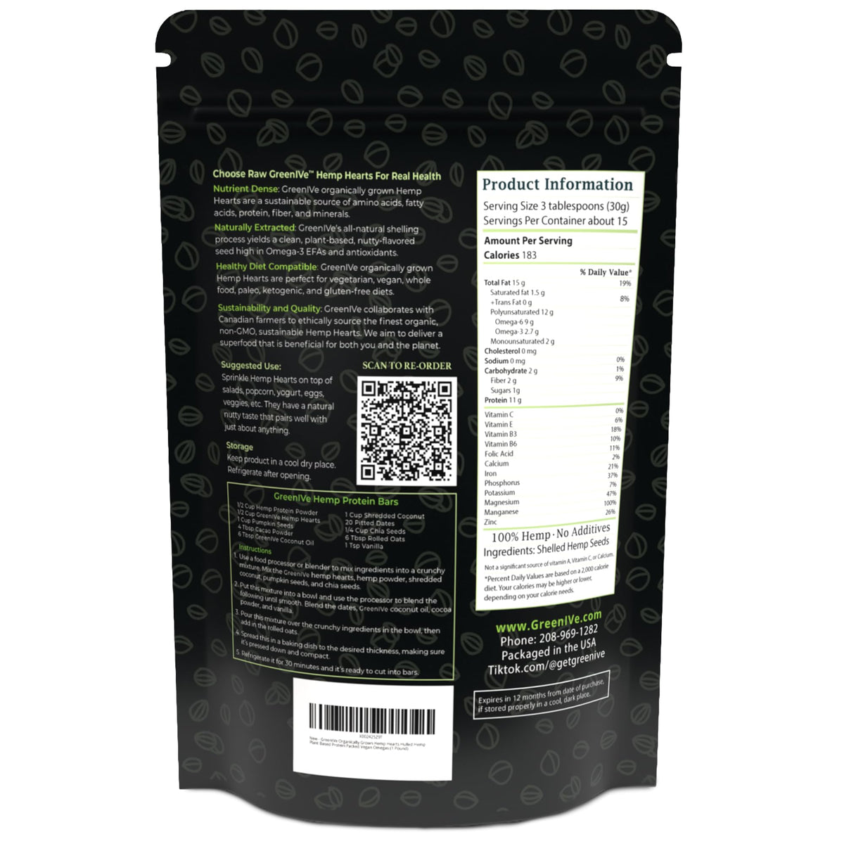 GreenIVe Hemp Hearts Raw Hulled Seeds - 3 Pounds - image 7