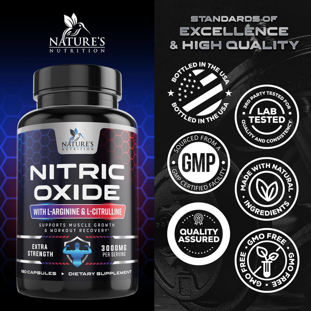 Nature's Nutrition Nitric Oxide Booster Extra Strength - 3X Strength