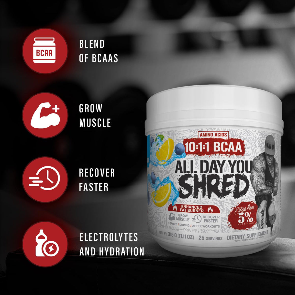 5% Nutrition AllDayYou Shred Fat Burner BCAA Powder - 9.9 oz - image 3