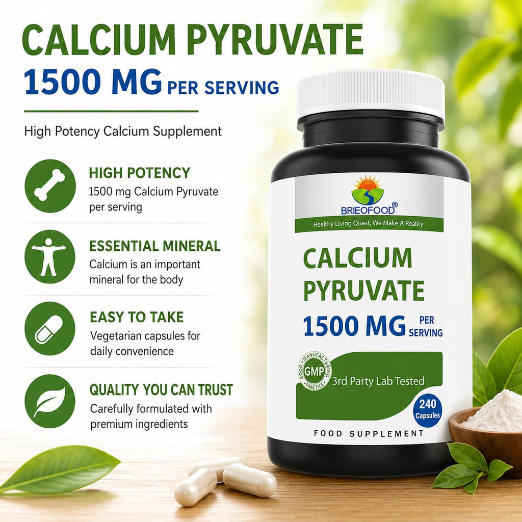Brieofood Calcium Pyruvate 1500mg - 240 Vegetarian Capsules - image 2