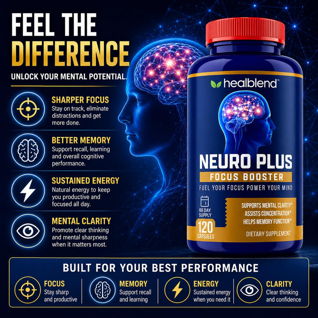 healblend Neuro Plus Focus Booster Brain Support - 120 Capsules - image 5