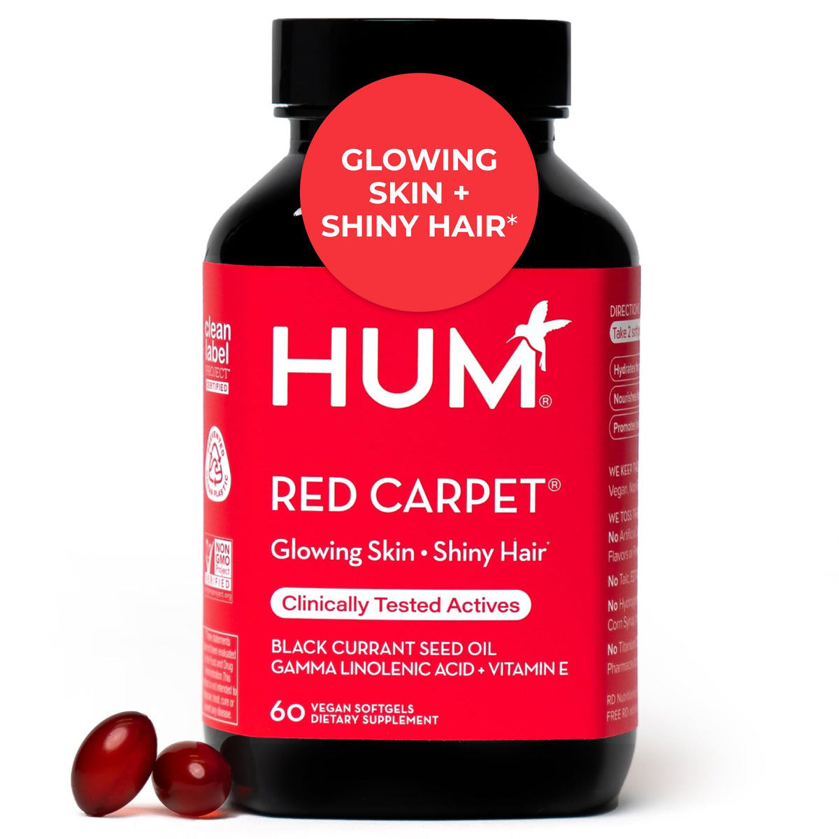 HUM Red Carpet Skin & Hair Supplement Omega 3 - 60 Softgels