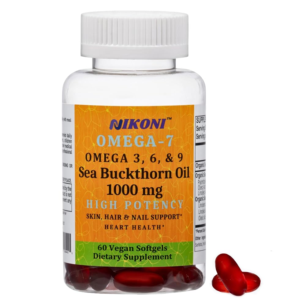 Nikoni Organic Vegan Sea Buckthorn Oil with Omega-7 for Healthy Skin