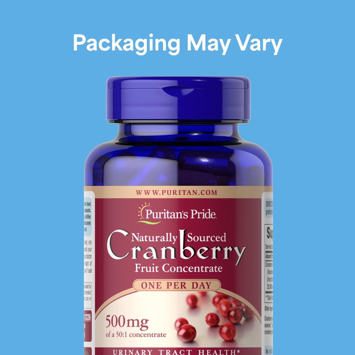 Puritan's Pride Cranberry Fruit Concentrate 500mg - 120 Capsules - image 2