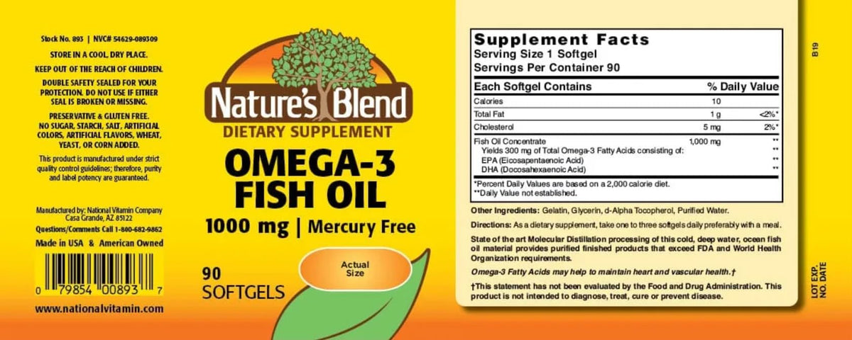Nature's Blend Omega-3 Fish Oil 1000 mg - 90 Softgels - image 3