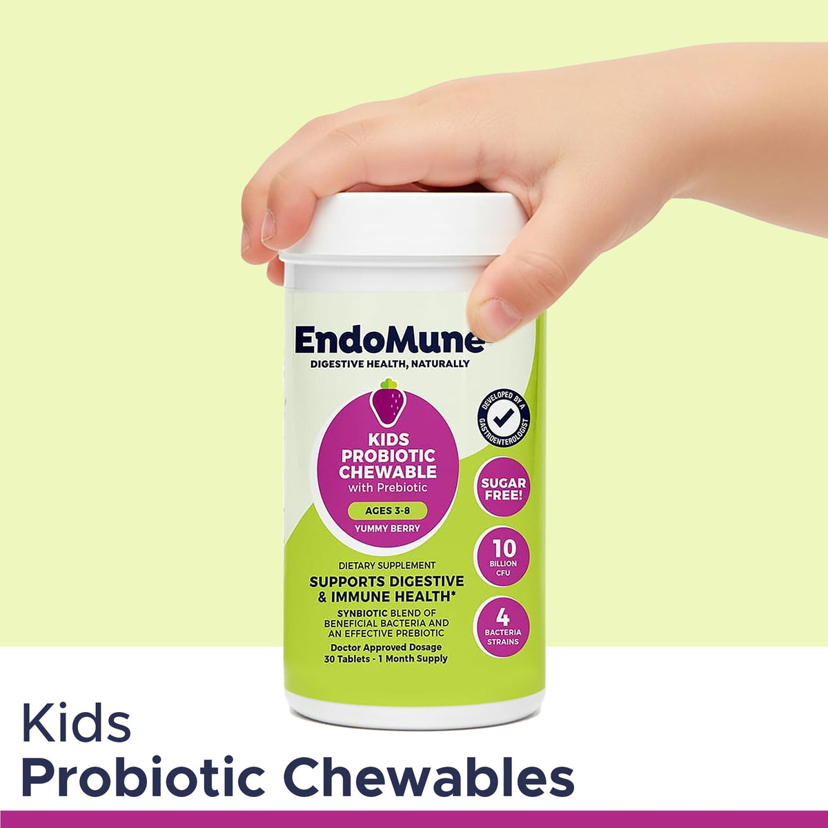 Endomune Jr Advanced Kids Probiotic and Prebiotic Chewables - 30 Count - image 2