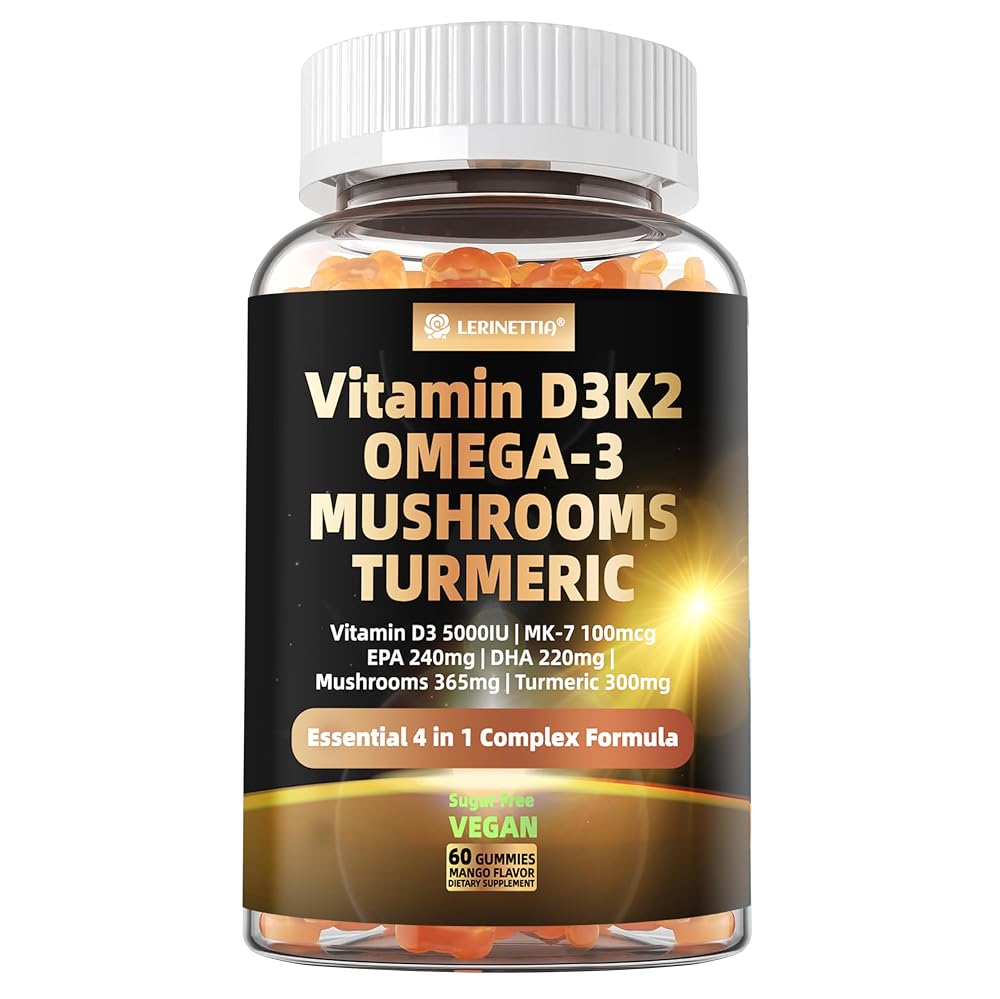 Lerinettia Vitamin D3 5000 IU + K2 Gummies - 60 Count