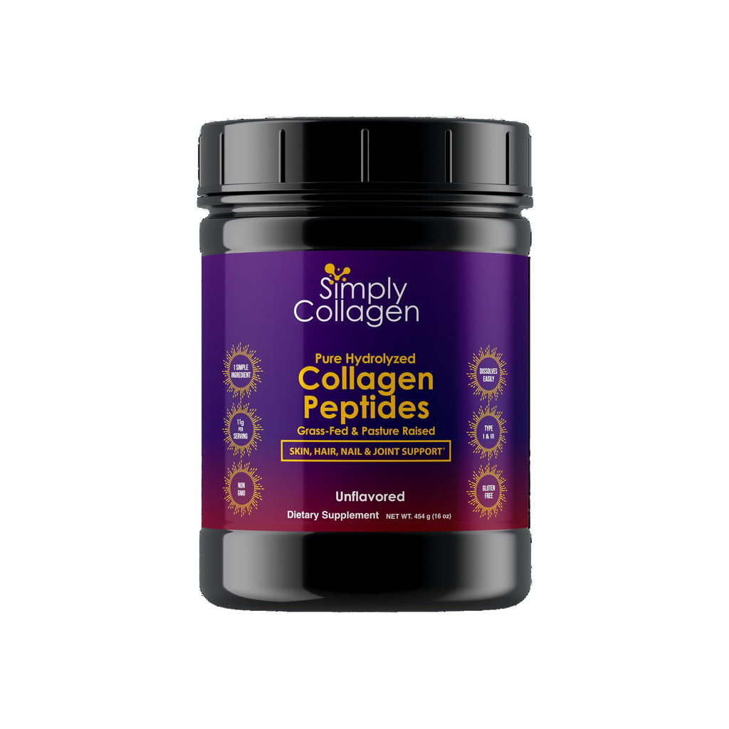 Simply Collagen Hydrolyzed Collagen Peptides Powder Grass-Fed - 41 Servings