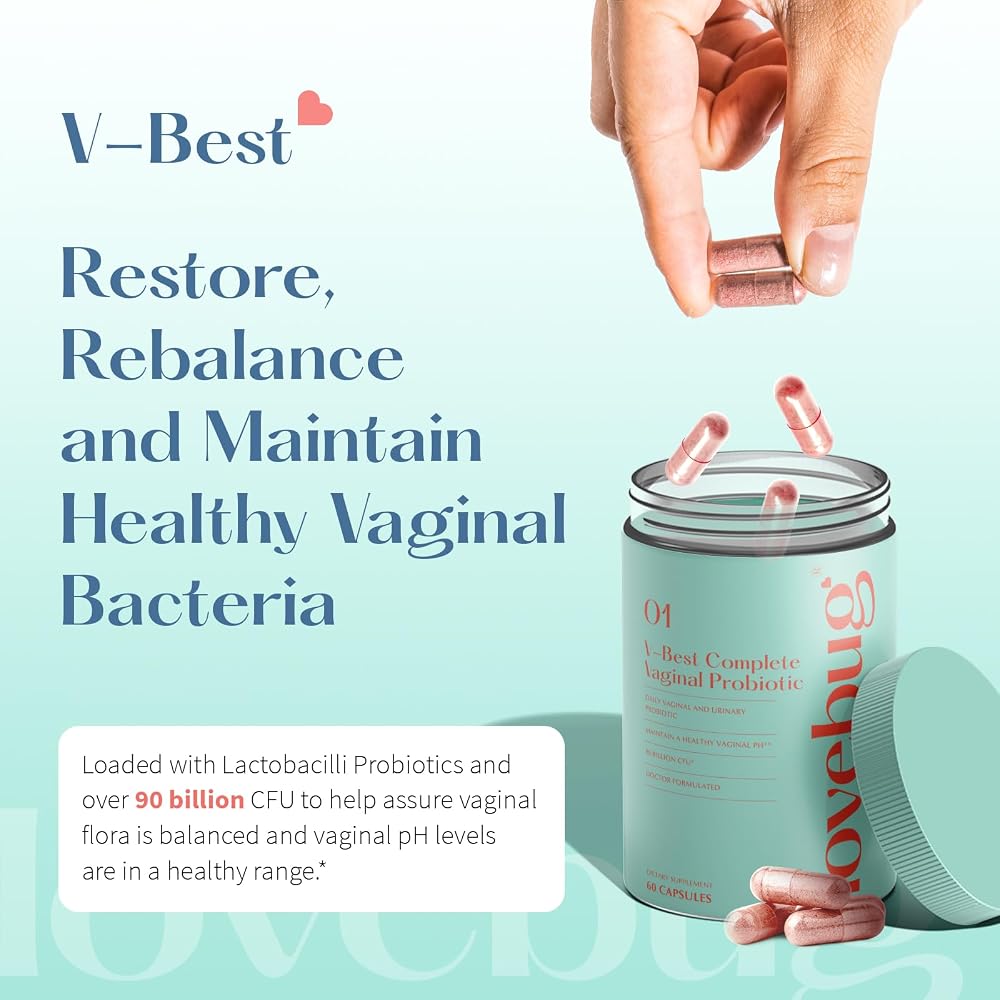 LoveBug V-Best Vaginal Probiotics 90 Billion CFU - 60 Capsules - image 2