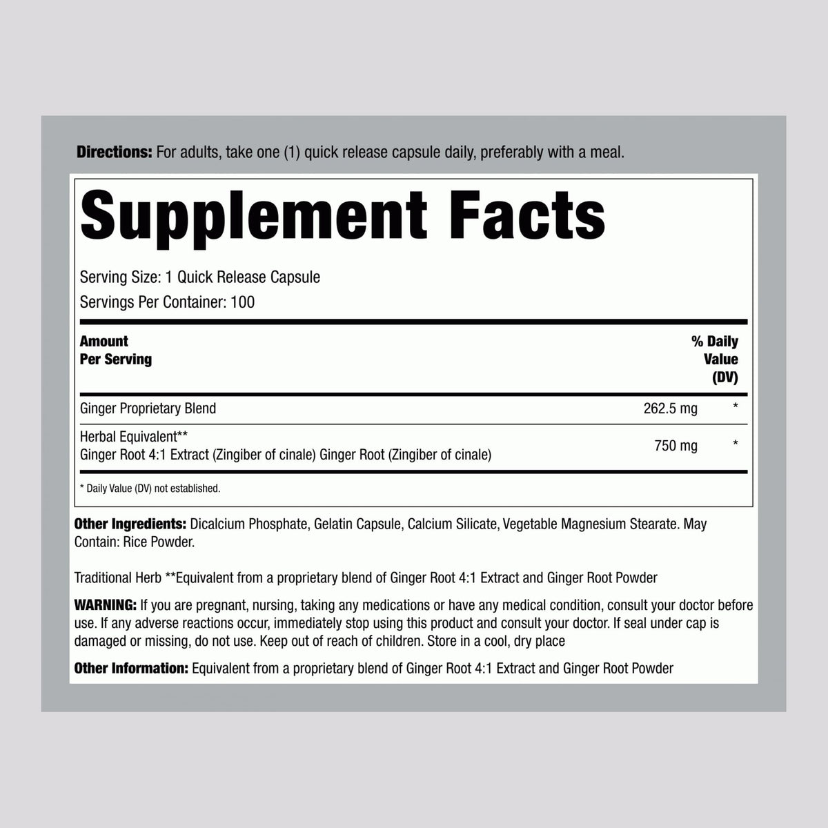 Lindberg Ginger Root Extract 750 mg - 100 Capsules - image 2