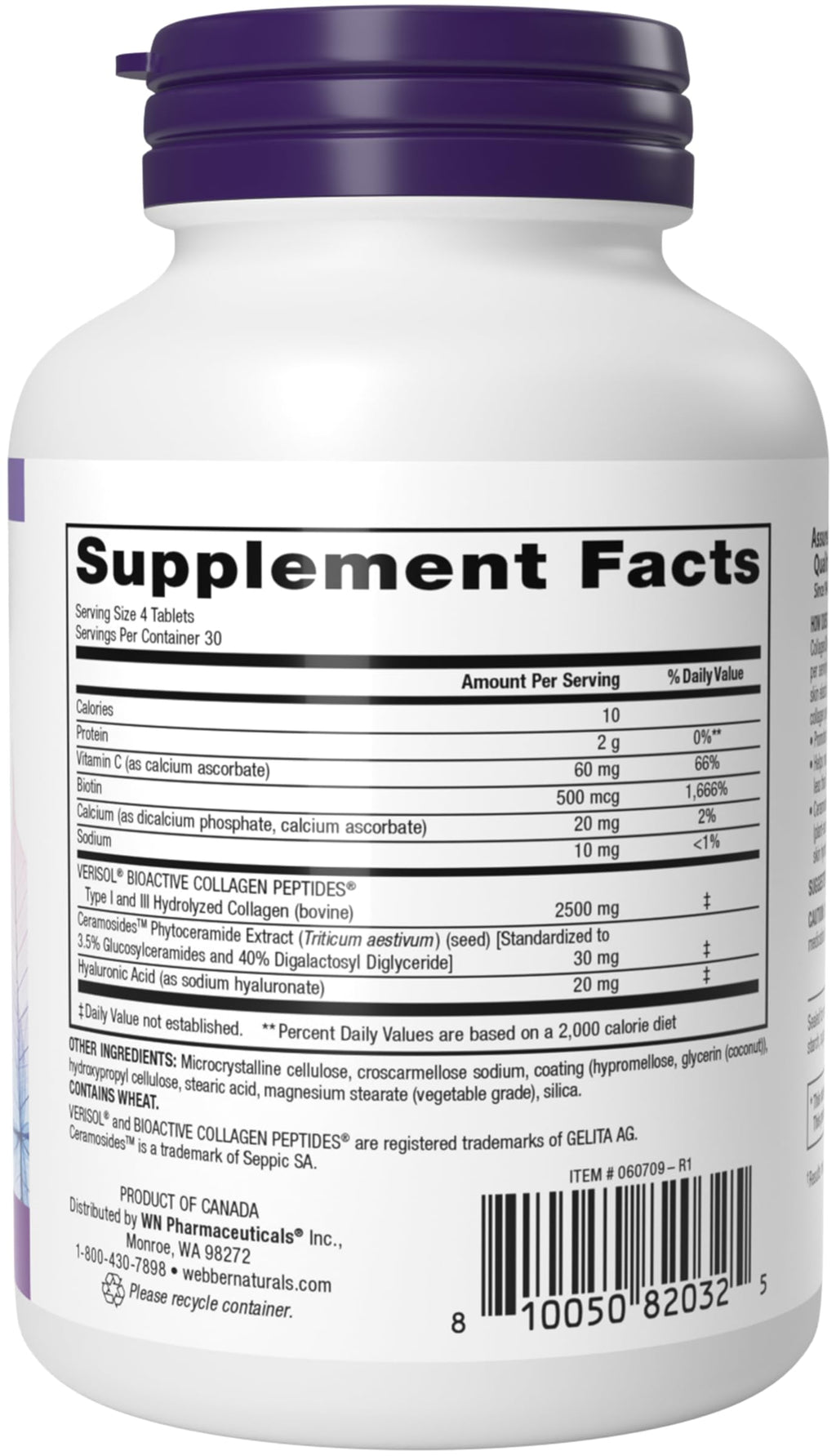 Webber Naturals Hydrolyzed Collagen Peptides with Ceramides - 120 Tablets - image 8