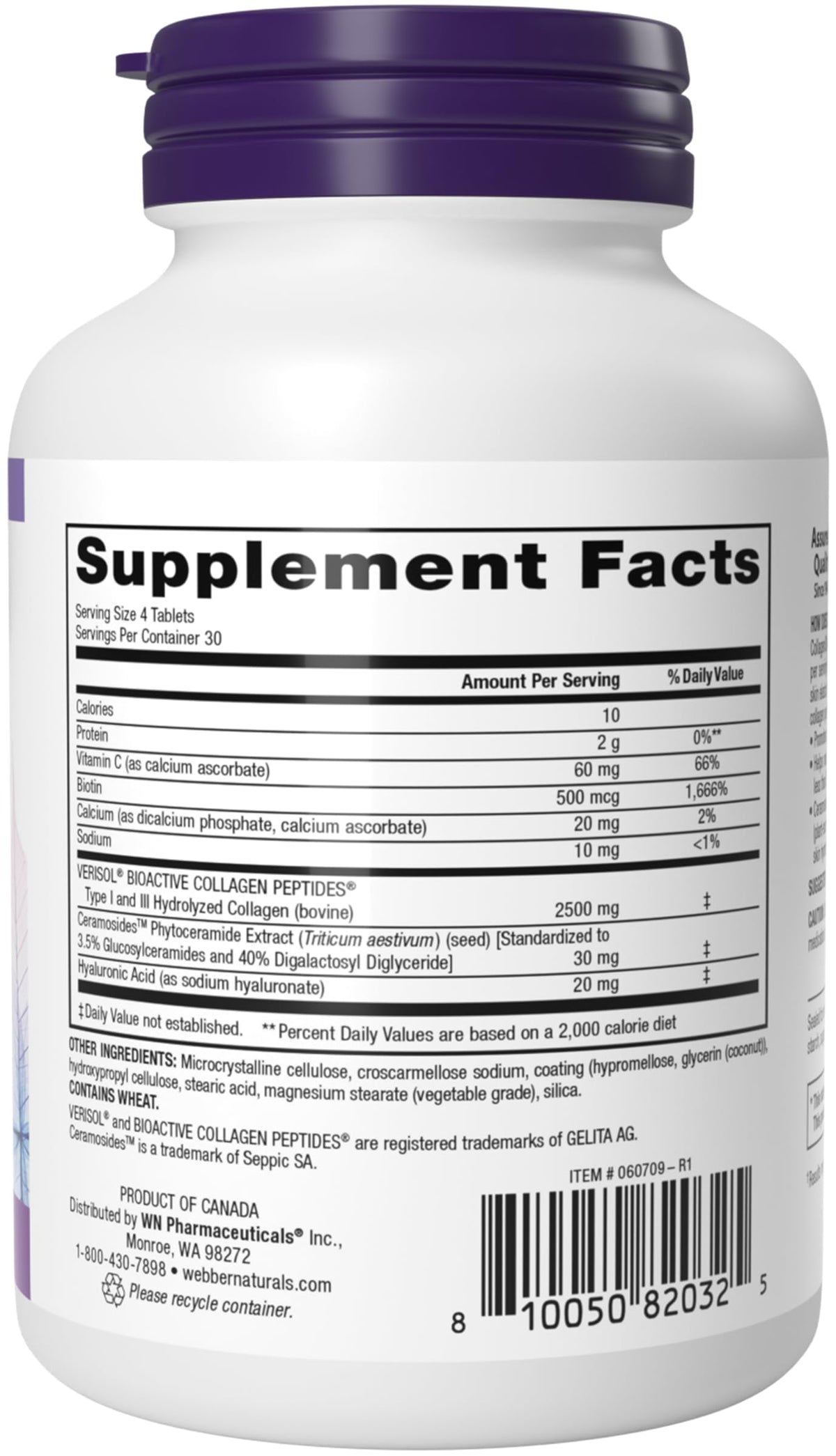 Webber Naturals Hydrolyzed Collagen Peptides with Ceramides - 120 Tablets - image 8