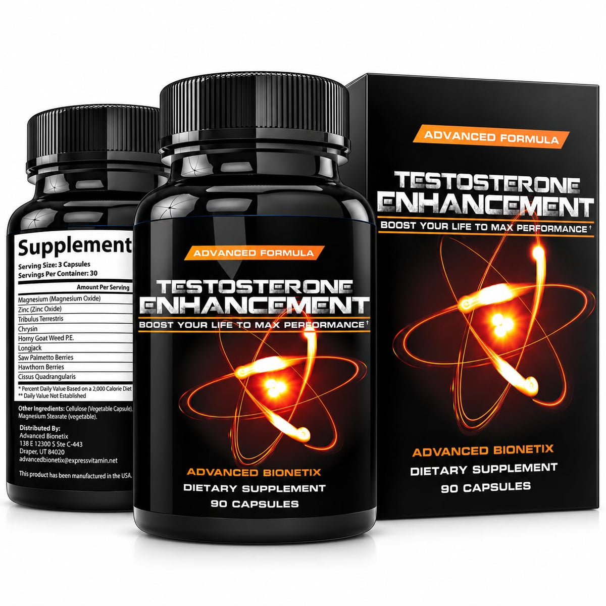 Advanced Bionetix Testosterone Booster Capsules - 90 Count