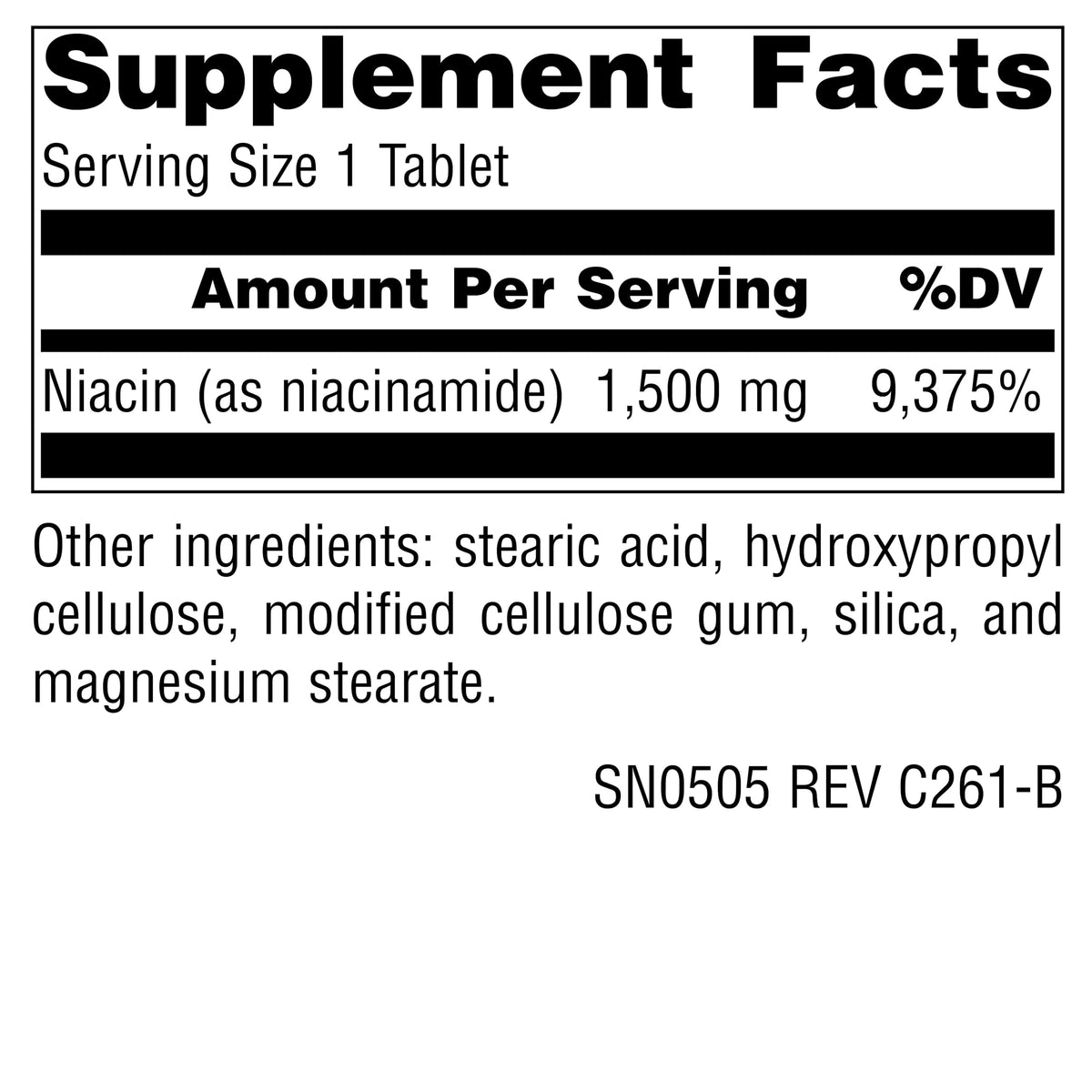 Source Naturals Niacinamide B-3 Vitamin 1500 mg - 50 Tablets - image 2