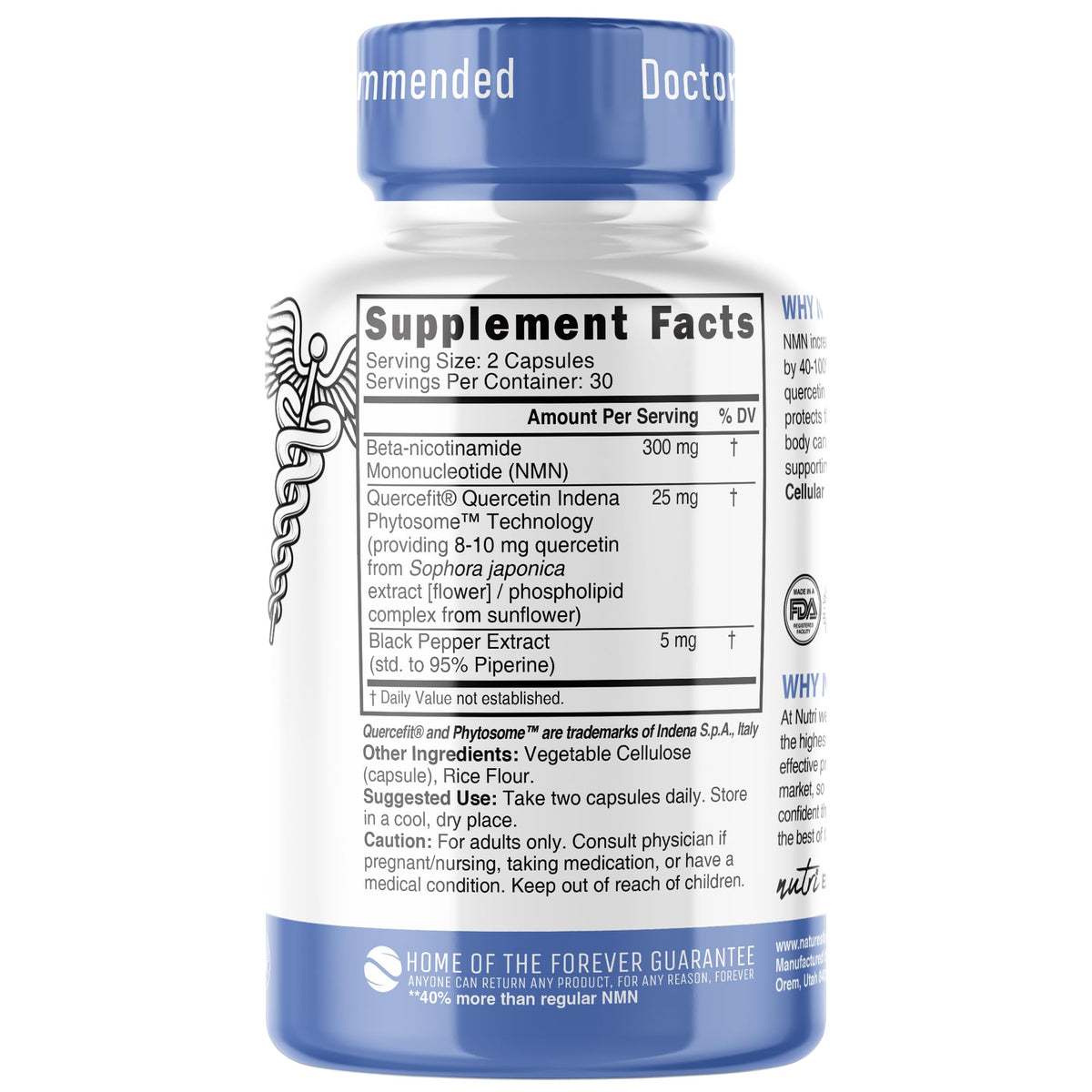 Nature's Fusions Nutri NMN Supplement 300mg - 120 Capsules - image 2