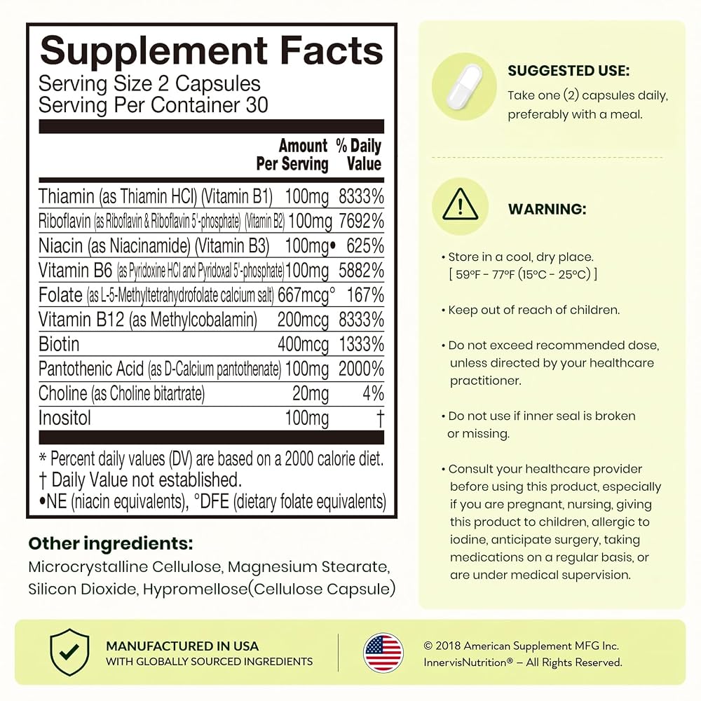 INNERVISNUTRITION Methylated B Complex Vitamins - 60 Capsules - image 9