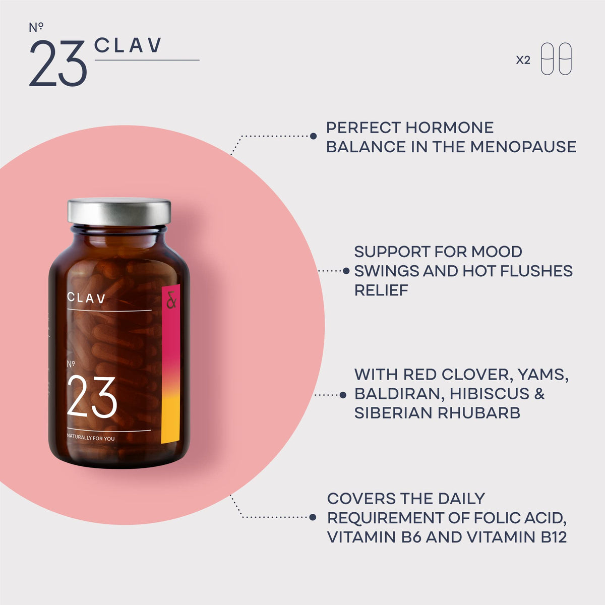 CLAV Meno Balance Menopause Complex with Wild Yam & Red Clover - 120 Capsules - image 3