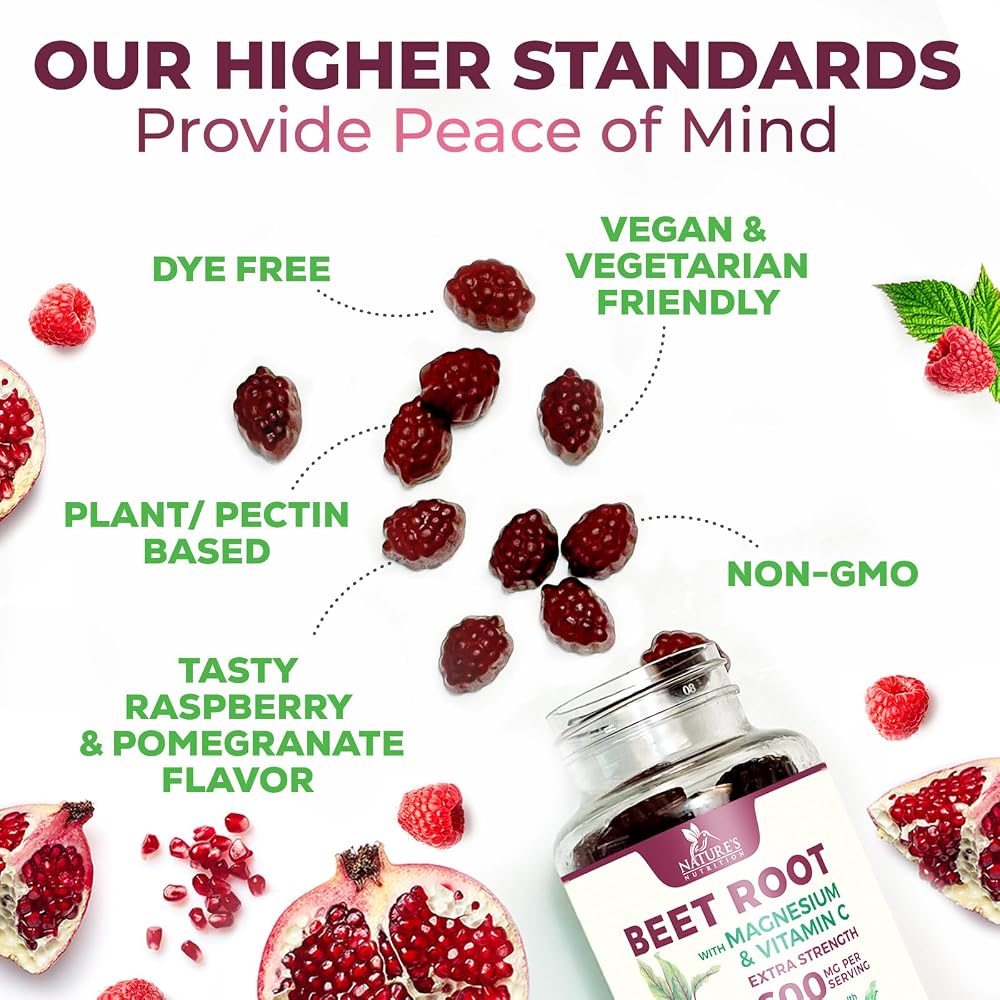 Nature's Nutrition Beet Root Gummies for Energy & Heart Health - 60 Gummies - image 7