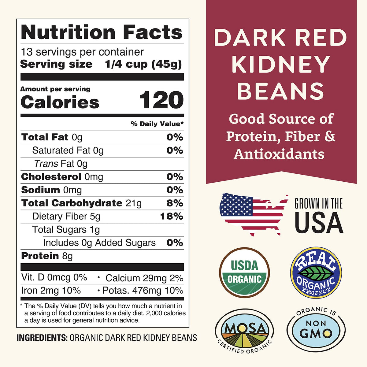 Doudlah Farms Organic Dark Red Kidney Beans - 1 lb - image 2