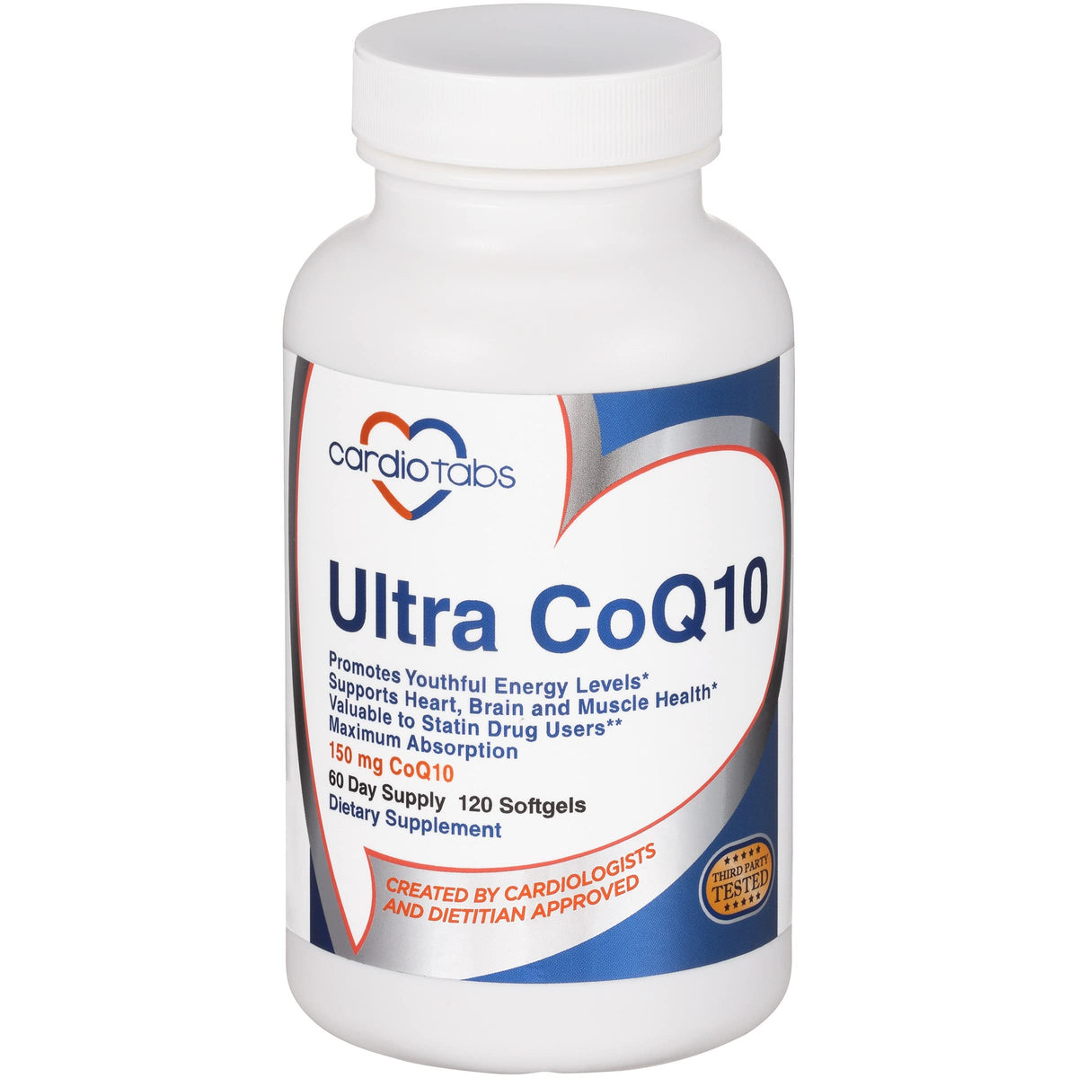 CardioTabs Ultra CoQ10 Ubiquinone Supplement - 120 Softgels