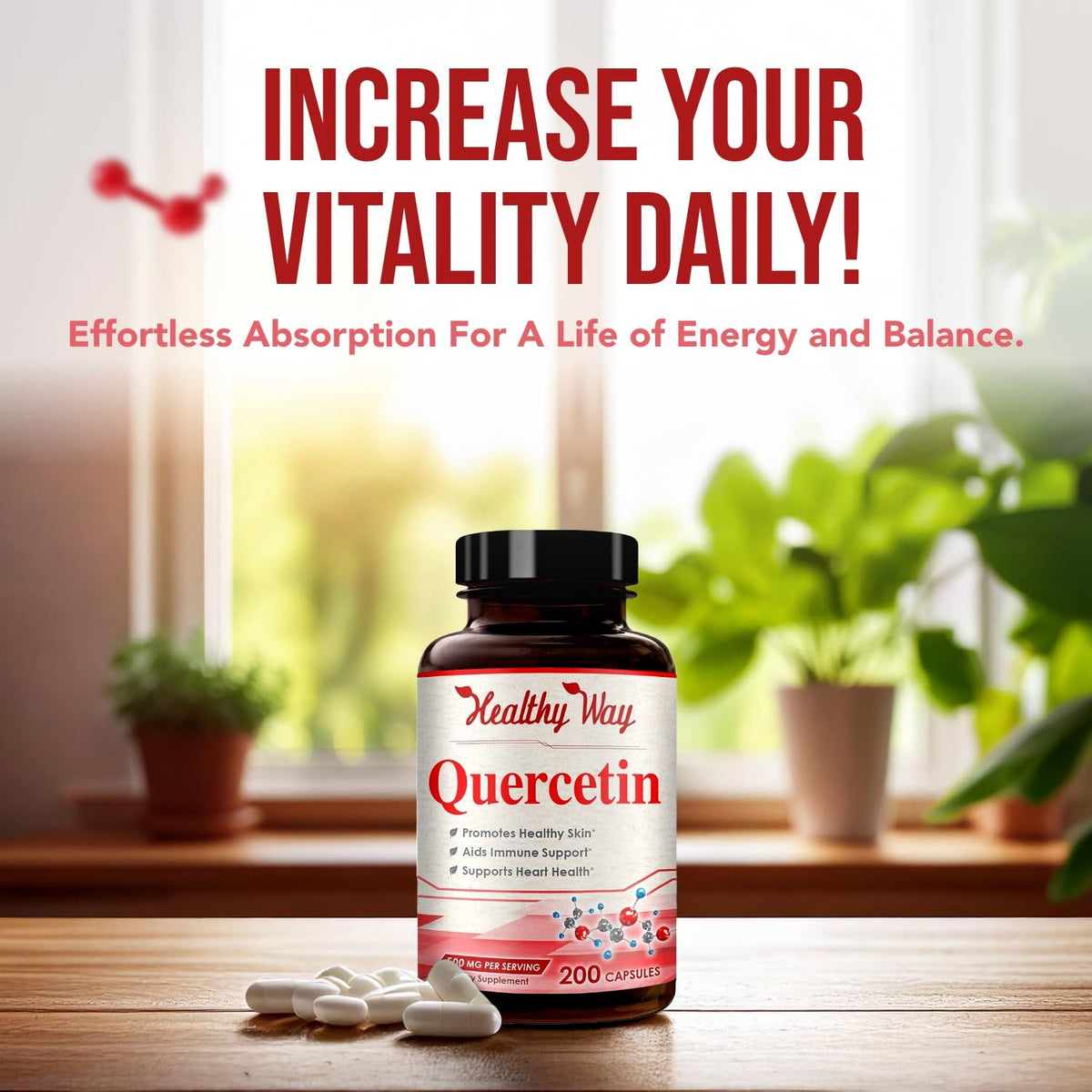 Healthy Way Quercetin 500mg Antioxidant Capsules - 200 Capsules - image 5