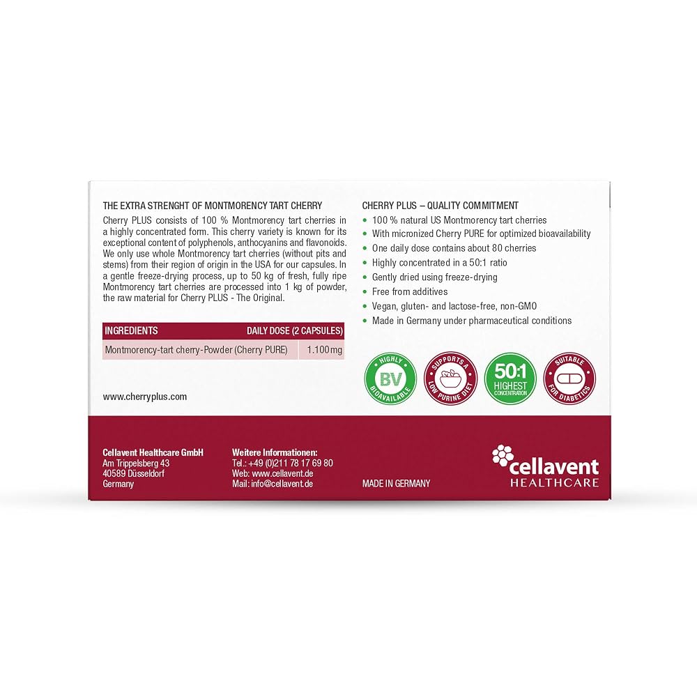 Cherry Plus 100% Montmorency Tart Cherry Capsules - 60 Count - image 9