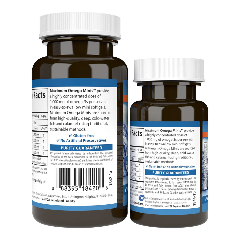 Carlson Maximum Omega Minis 1000 mg Omega-3 - 60 Softgels - image 3