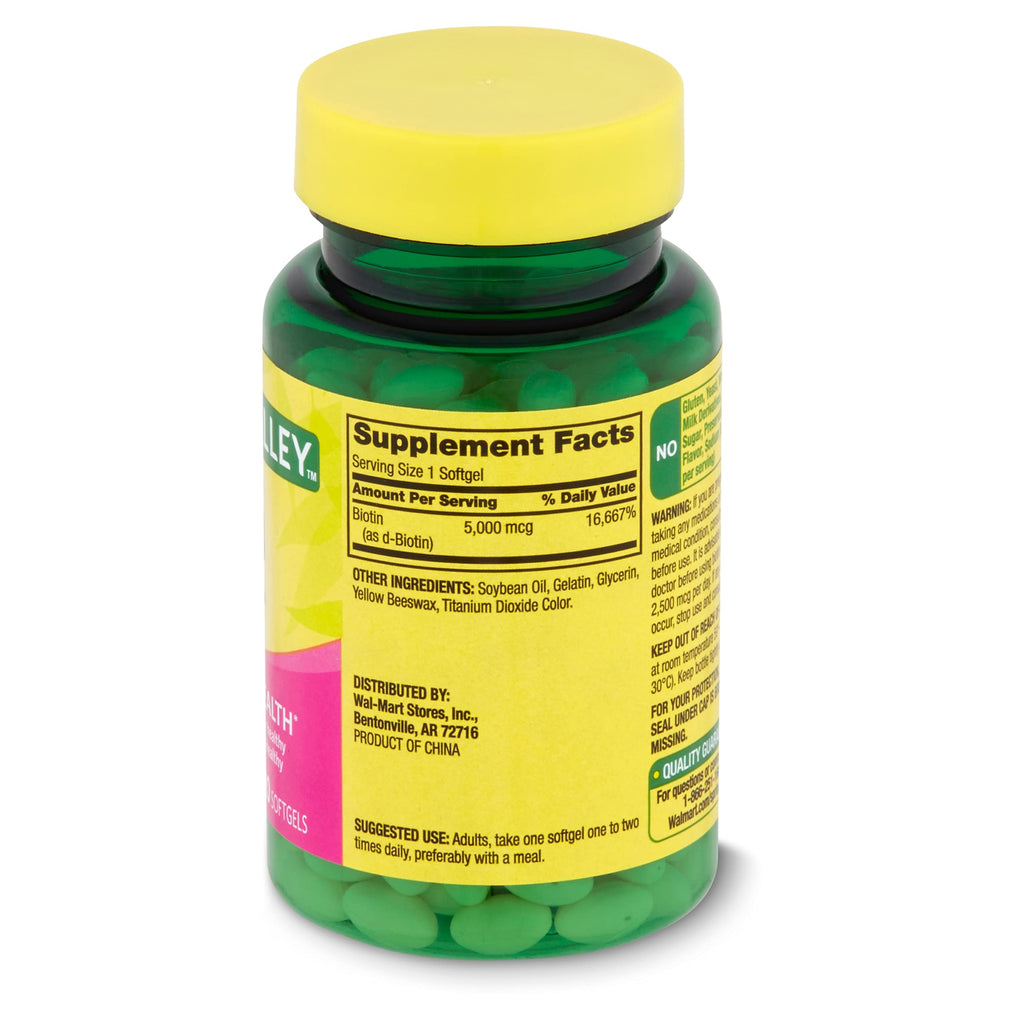Spring Valley Biotin 5000 mcg Super Potency - 120 Softgels - image 7