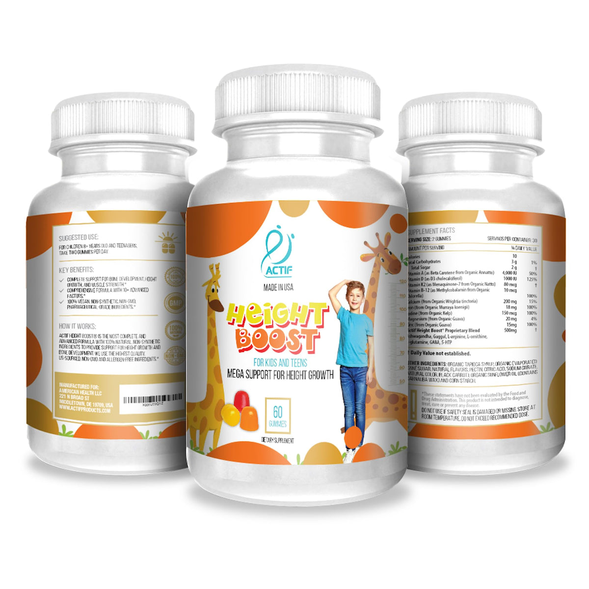 ACTIF Height Boost Mega Support Gummies for Kids & Teens - 60 Gummies - image 3