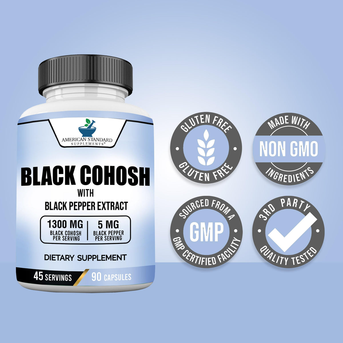 American Standard Supplements Black Cohosh 1300mg - 90 Capsules - image 4
