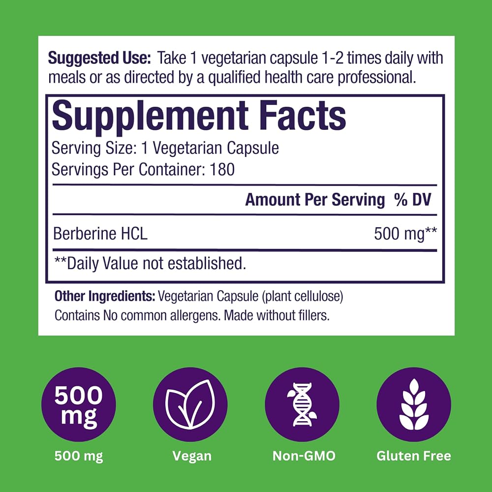 Paradise Herbs Berberine Extract 500 mg - 180 Capsules - image 7