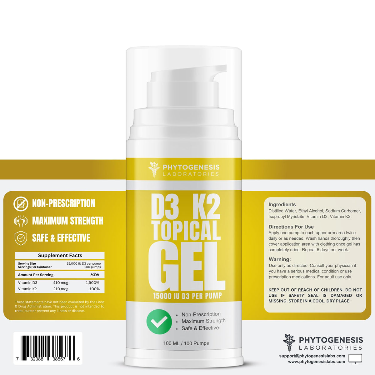Androgenesis Phytogenesis Vitamin D3 K2 Topical Gel - 1 Count - image 3