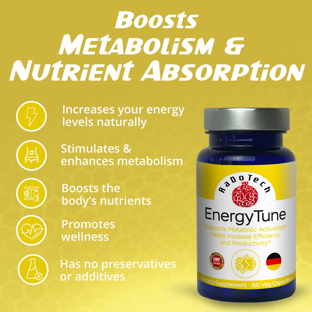 RaDoTech EnergyTune Energy Supplements - 60 Vegetarian Capsules - image 9
