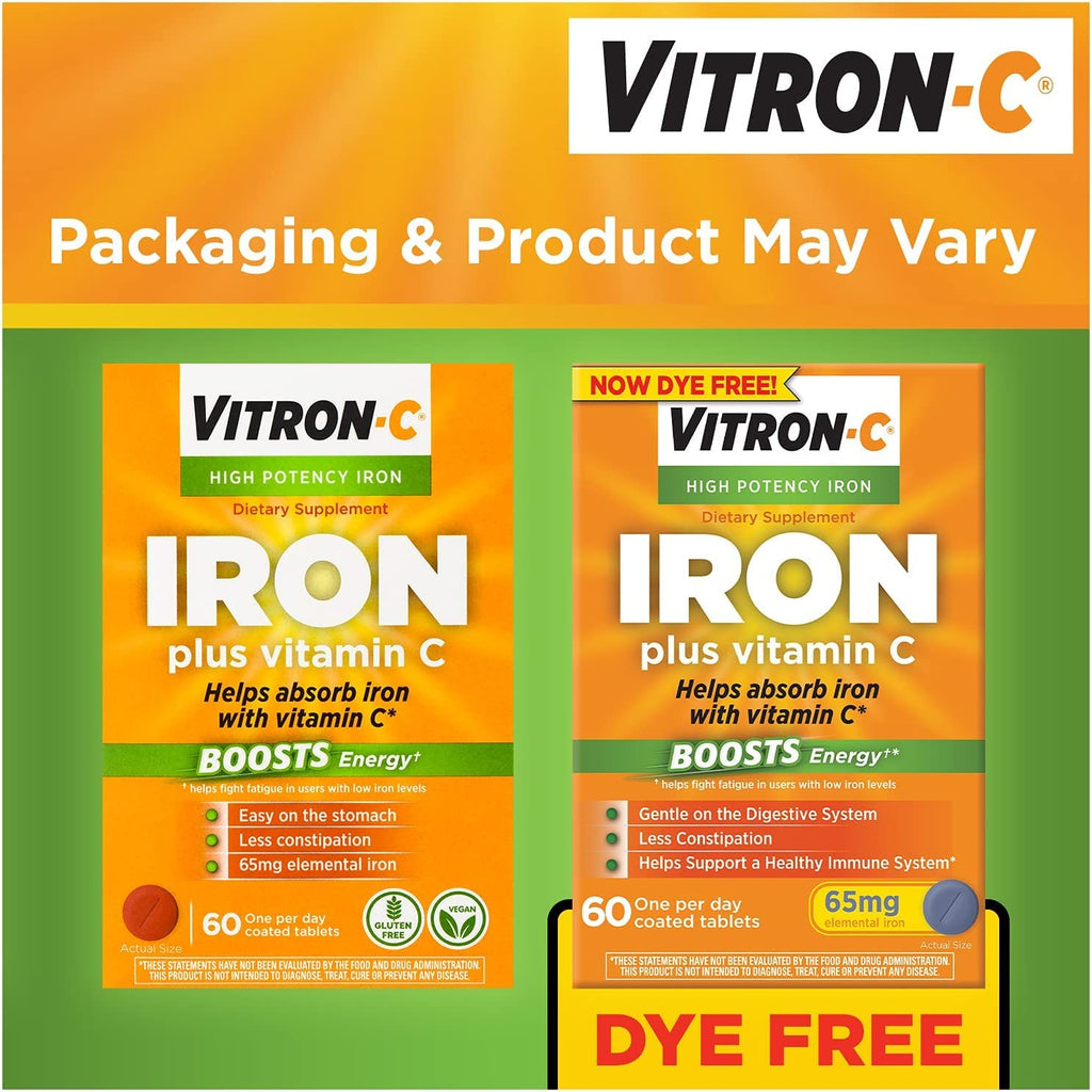 Vitron-C High Potency Iron Supplement with Vitamin C - 120 Tablets - image 4