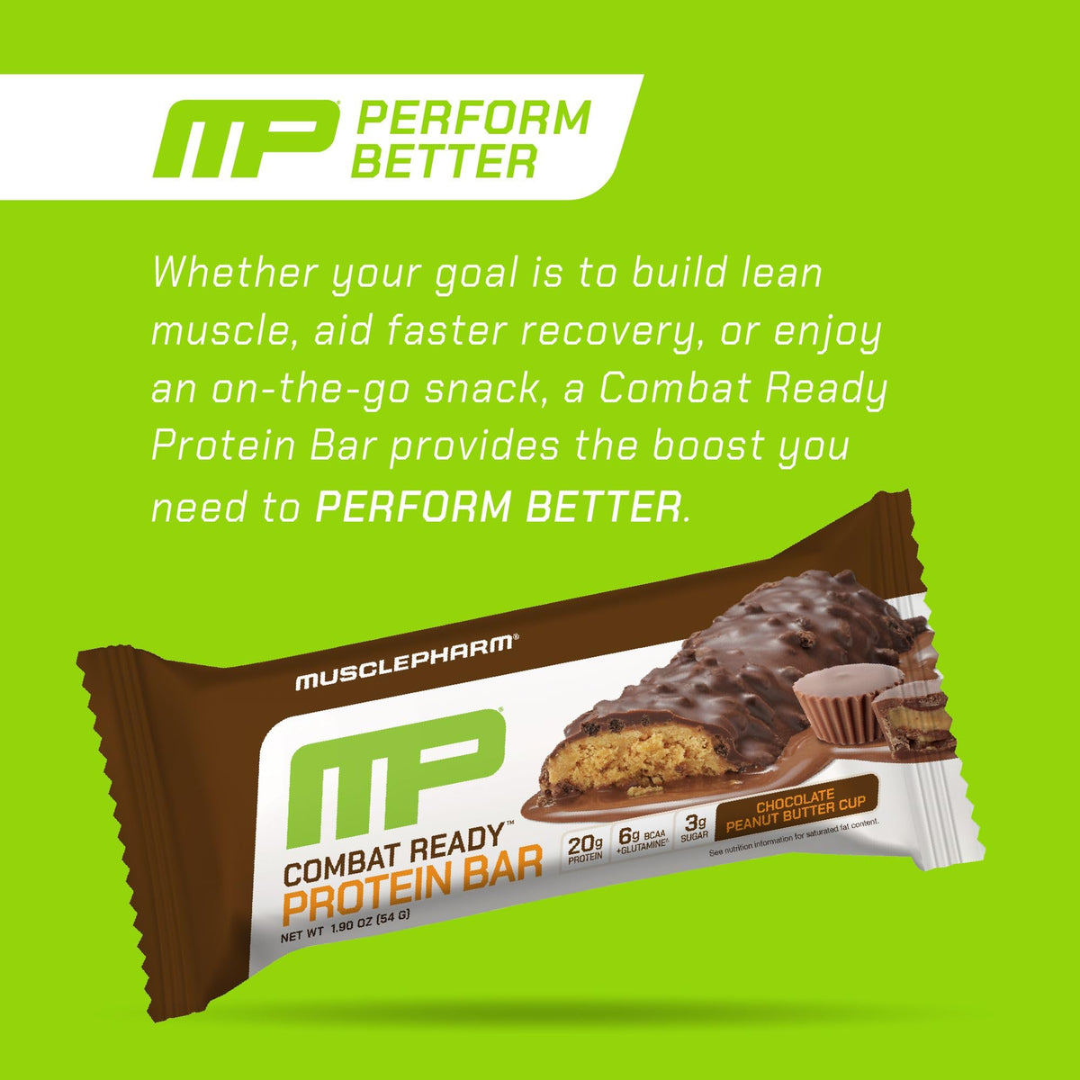 MusclePharm Combat Ready Protein Bar Chocolate Peanut Butter Cup - 12 Bars - image 4